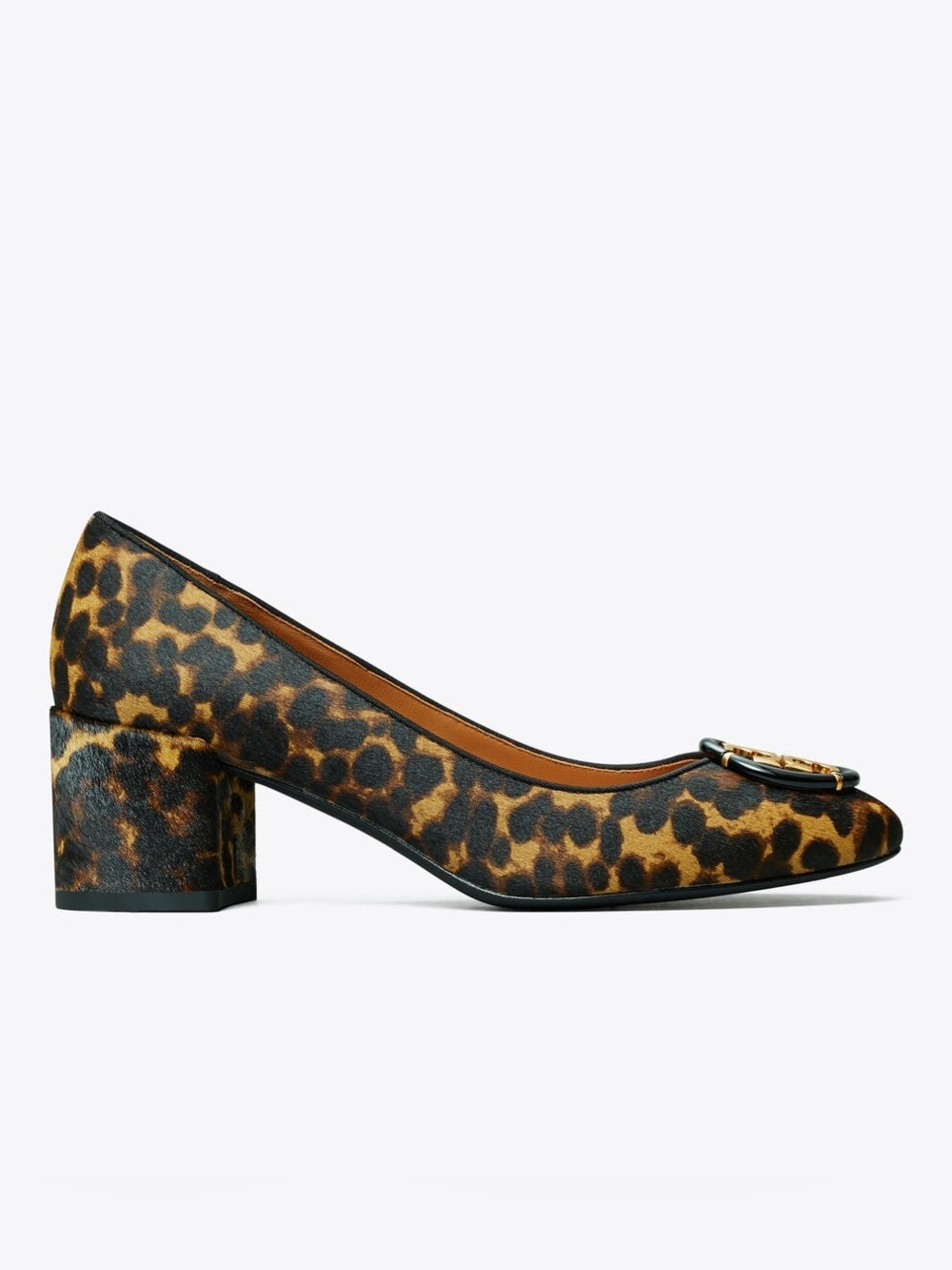 Tory Burch Leopard Print Block Heel Pump - Black & Brown size 8.5